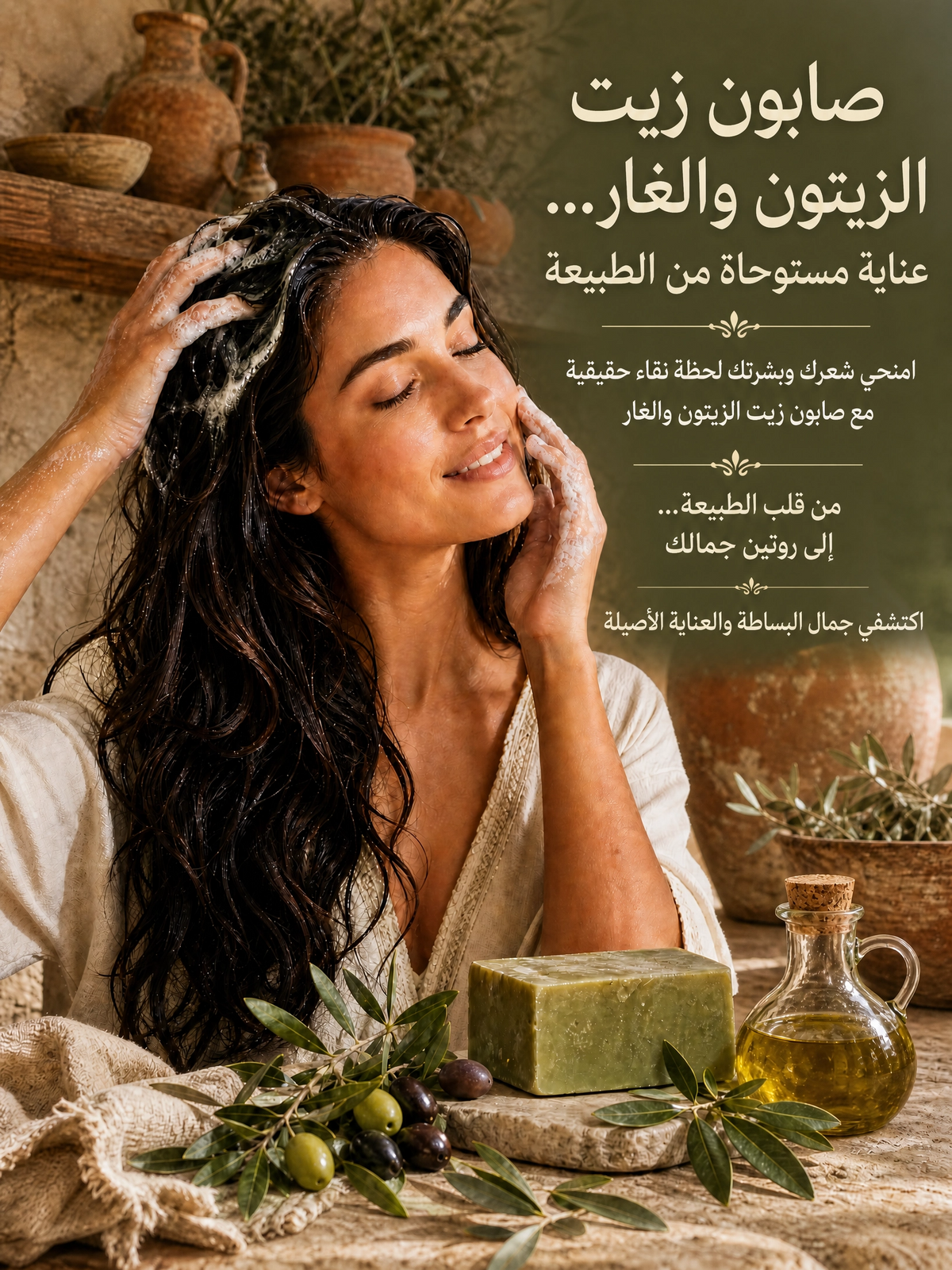 صابونة زيت الزيتون وزيت الغار الطبيعيين - تركيز 30% غار